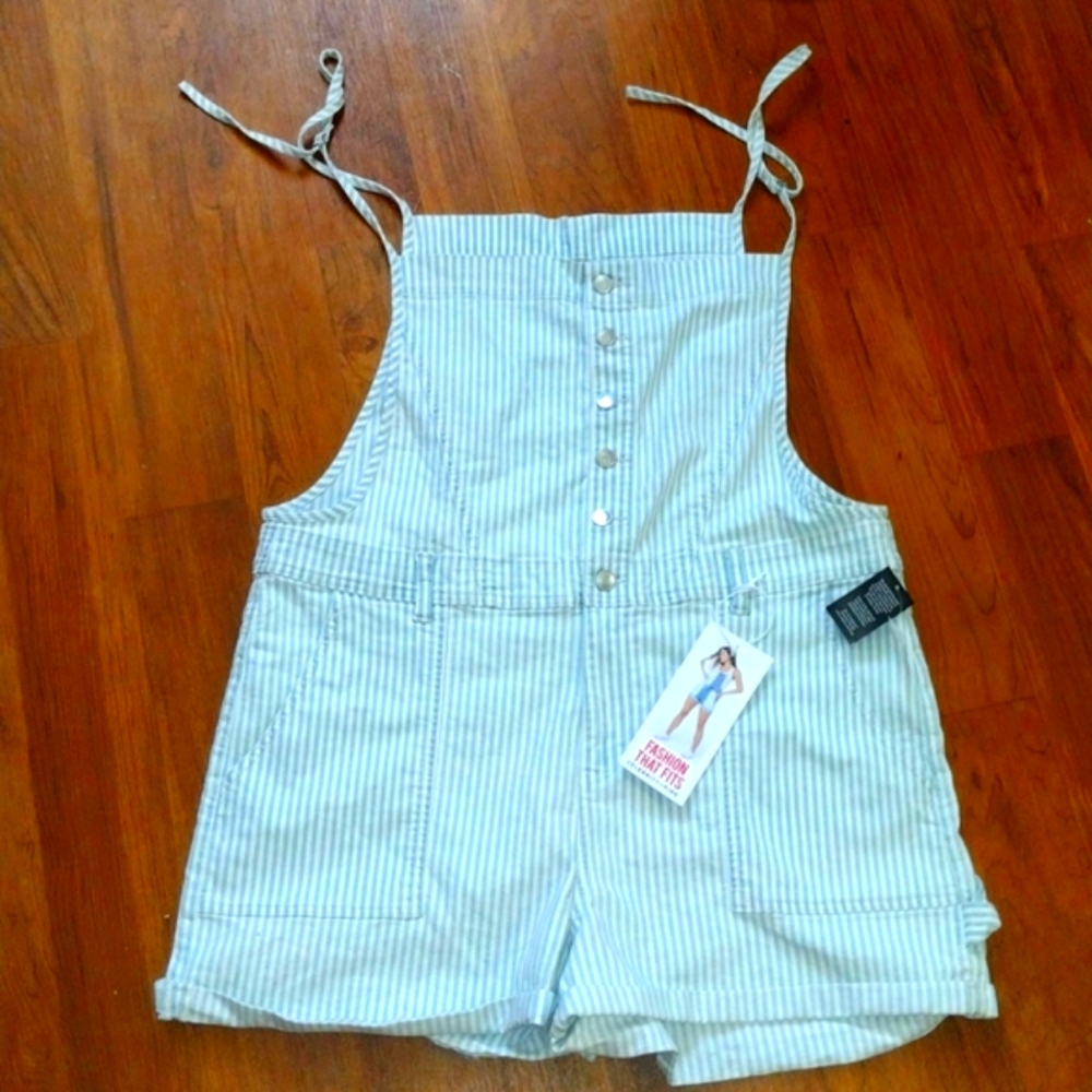 Celebrity Pink spandex and cotton white with blue or lavender stripes/romper